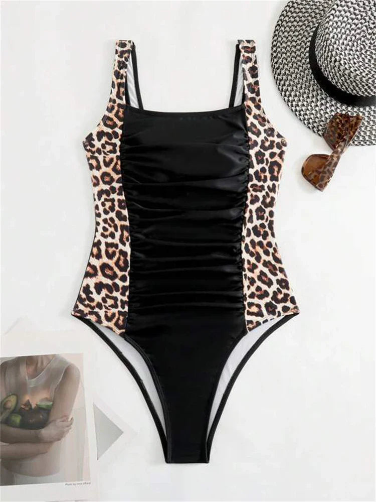 One Piece Swimsuit Women Solid V Neck Sling Bodysuit Monokini Swimwear Summer Backless Beach Bathing Suit Female