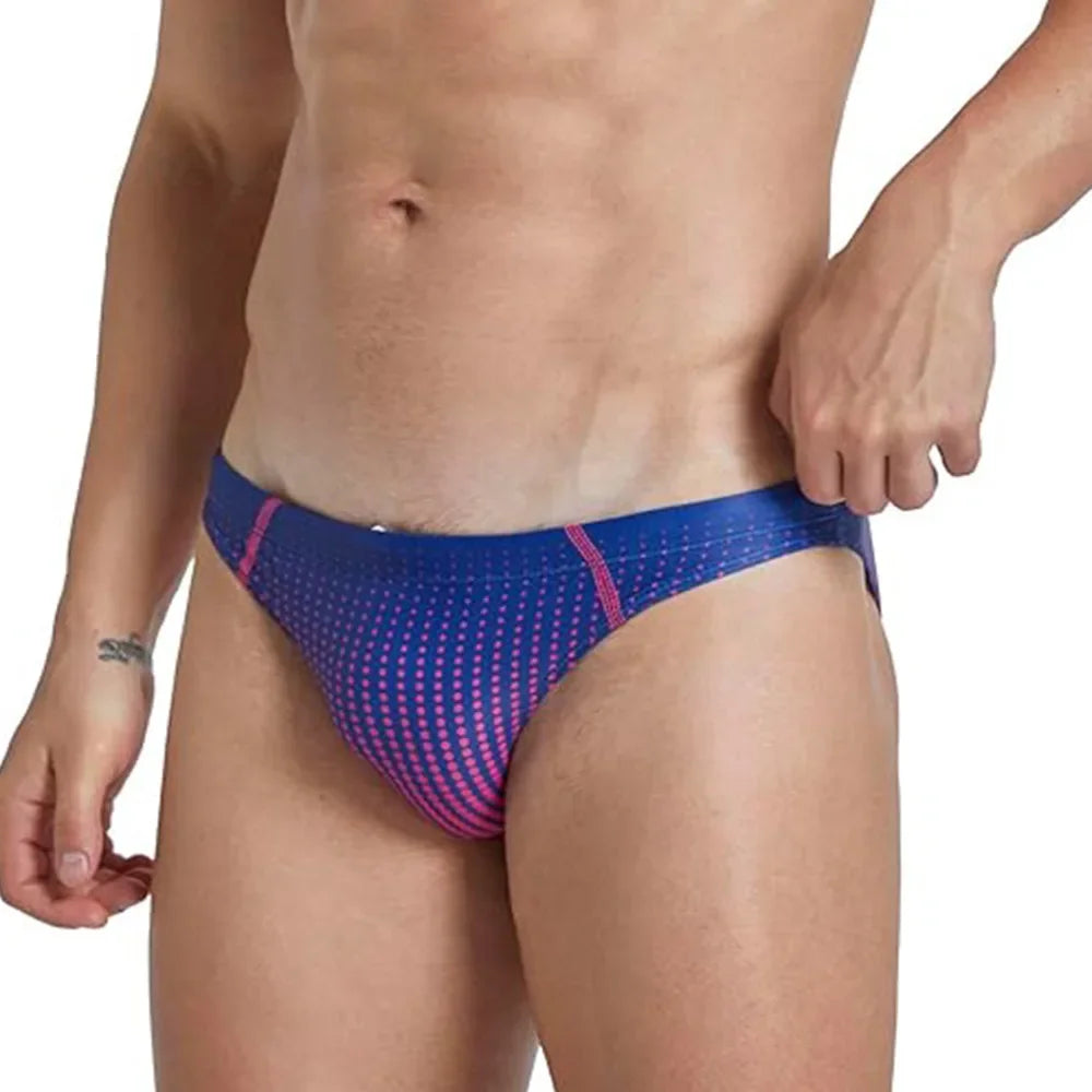 Men's Triangle Polka Dot Gradient Elastic Waist Fashion Sports Casual  Beach Swimming Trunks Flat Angle
