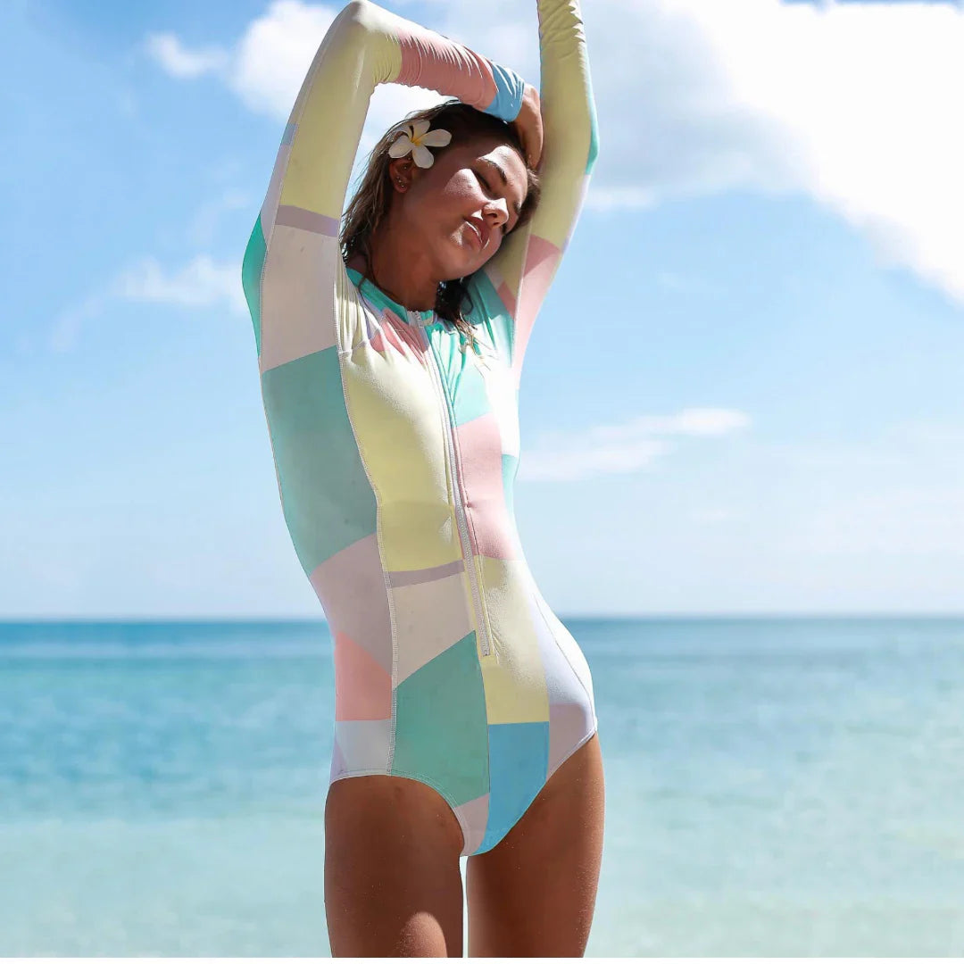 Long Sleeve One Piece Swimsuit Swimwear Women Surf Swim Suit Push Up Bathing Suit Beachwear Monokini Bath Suits