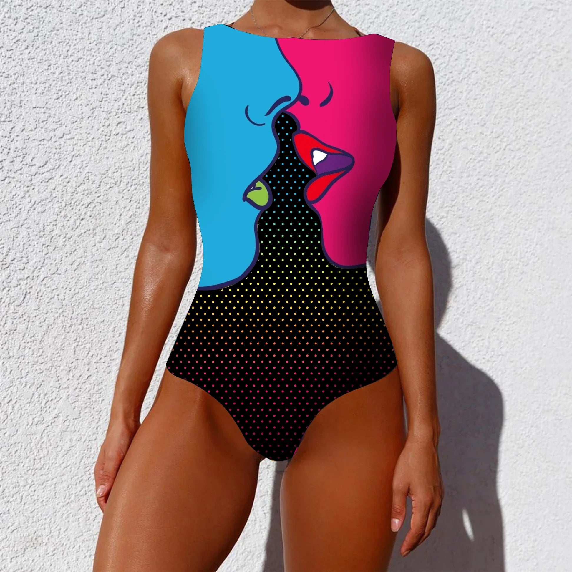 Print One Piece Swimsuit Push Up Swimwear Women Vintage Retro Bathing Suits Bodysuit Beach Wear Backless Monokini Pool