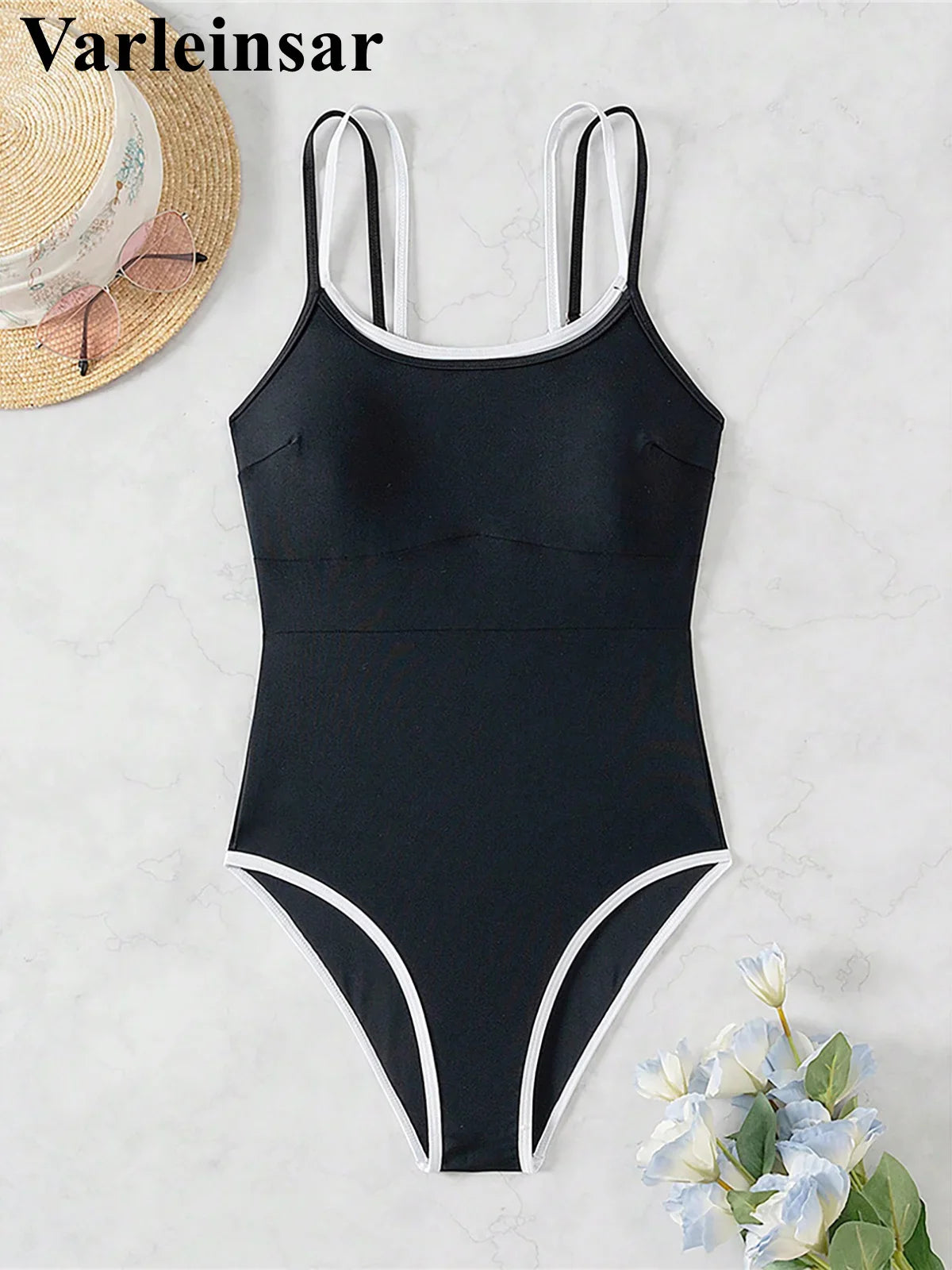 S - XL Splicing Backless High Leg Cut One Piece Swimsuit Women Swimwear Female Padded Monokini Bather Bathing Suit Swim