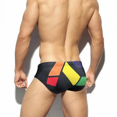 Men Swimming Trunks Low-waisted Swimsuit Boxer Quick-Drying Beach Shorts Breathable Tight Fitting Swimwear Boxer Briefs