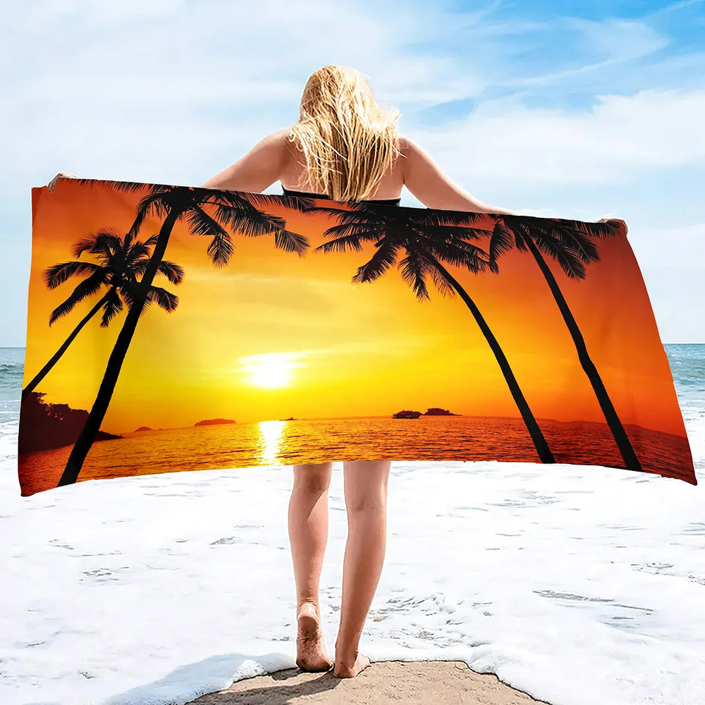 Extra Large Coconut Tree Beach Towel Sand Free Extra Large Cool Beach Towel for Women, Quick Dry Highly Absorbent Beach Towel