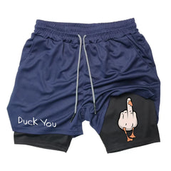 Men's Cartoon Duck Print Quick Drying Shorts | Summer Fitness Wear