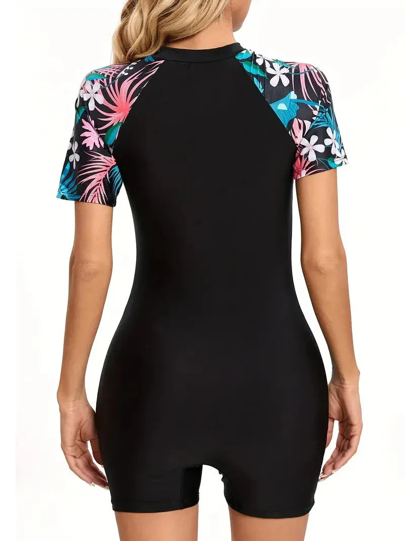 Women Swimsuits One Piece Sports Beach Bathing Suits with Zipper Woman Monokini Lady Bodysuits Sunscreen Surfing Swimwear
