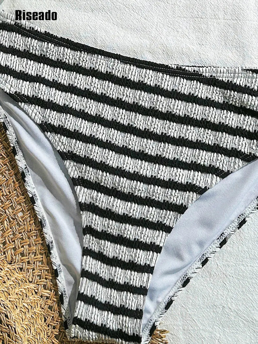Women's Bikini Set Two Piece Swimsuit Striped Scoop Neck Swimwear