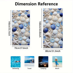 Starfish shell pearl gravel print beautiful beach towel, extra large super soft microfiber bath towel for beach travel