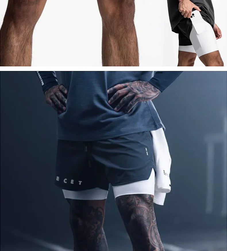 Men’s 2-in-1 Quick-Dry Gym Shorts for Active Training