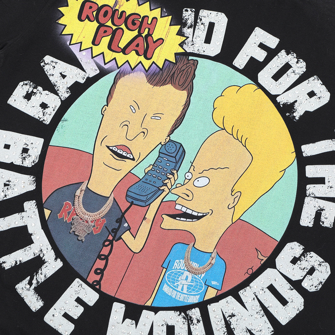 Rough Play Bandaid for the Battle Wounds Oversized Tee — Black