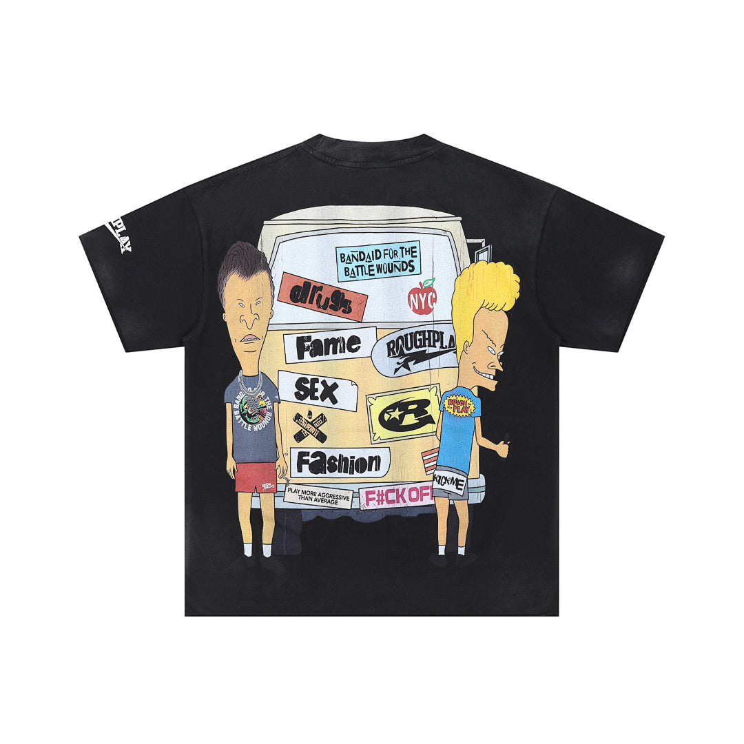Rough Play Bandaid for the Battle Wounds Oversized Tee — Black